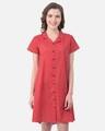 Shop Button Me Up Sassy Stripes Sleep Dressin Red  100% Cotton-Front