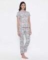 Shop Button Me Up Shirt & Pyjama Set In Grey   Cotton Base-Design