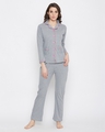 Shop Button Me Up Shirt & Pyjama Set In Grey-Front