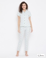 Shop Button Me Up Shirt & Pyjama Set In Light Blue 100% Cotton-Front