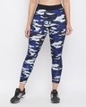 Shop Camouflage Print Activewear Ankle Length Tights In Blue-Front