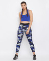 Shop Camouflage Print Activewear Ankle Length Tights In Blue-Full