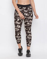 Shop Camouflage Print Activewear Ankle Length Tights In Dark Grey-Front
