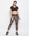Shop Camouflage Print Activewear Ankle Length Tights In Dark Grey-Full