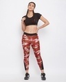 Shop Camouflage Print Activewear Ankle Length Tights In Maroon
