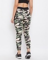 Shop Camouflage Print Activewear Ankle Length Tights In Moss Green-Full
