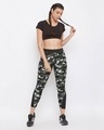 Shop Camouflage Print Activewear Ankle Length Tights In Olive Green-Full
