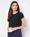 Shop Chic Basic Cropped Sleep Women's Tee in Black-Front