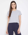 Shop Chic Basic Cropped Sleep Women's Tee in Light Grey-Front