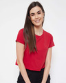 Shop Chic Basic Cropped Sleep Women's Tee in Red-Front