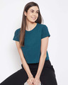 Shop Chic Basic Cropped Sleep Women's Tee in Teal-Front