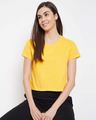 Shop Chic Basic Cropped Sleep Tee In Yellow   100% Cotton-Front