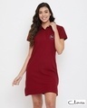 Shop Chic Basic Sleep Tee In Maroon   Cotton Rich-Front