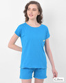 Shop Chic Basic Top & Shorts Set In Light Blue  100% Cotton-Front