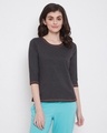 Shop Women Solid Round Neck T Shirt-Front