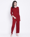 Shop Chic Basic Top & Pyjama Set In Maroon  Cotton Rich-Front