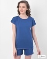 Shop Chic Basic Top & Shorts Set In Navy Blue  100% Cotton-Front