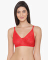 Shop Chic Non Padded Wirefree Full Coverage Bra In Red-Front