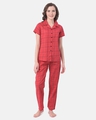 Shop Classic Checks Button Me Up Shirt & Pyjama In Red-Front