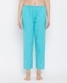 Shop Classic Checks Pyjamas In Sky Blue With Knotted Hairband-Front