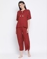 Shop Classic Checks Top & Pyjama In Maroon-Front