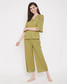 Shop Classy Checks Top & Pyjama In Light Brown   Rayon-Front