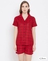Shop Classy Checks Top & Shorts In Red  100% Cotton-Front