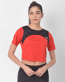 Shop Comfort Fit Active Cropped Women's T-shirt in Red with Yoke Panel-Front