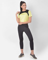 Shop Comfort Fit Active Cropped T Shirt In Yellow With Yoke Panel-Full
