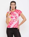 Shop Comfort Fit Active Powerpuff Girls Print T-Shirt In Dark Pink-Front