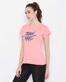 Shop Comfort Fit Active Text Print T-Shirt In Baby Pink Cotton Rich-Design