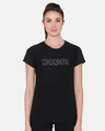 Shop Comfort Fit Active Text Print T-Shirt In Black-Front