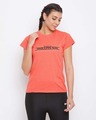 Shop Comfort Fit Active Text Print T-Shirt in Orange-Front