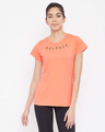 Shop Comfort Fit Active Text Print T-Shirt In Orange-Front
