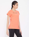 Shop Comfort Fit Active Text Print T-Shirt In Orange-Design