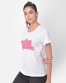 Shop Comfort Fit Active Text Print T Shirt In White-Design