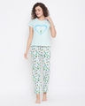 Shop Cool Cactus Top & Pyjama Set In Light Blue  Cotton Rich-Front