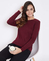 Shop Cotton Chic Basic Full Sleeve Maroon Women's T-shirt-Front