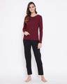 Shop Cotton Chic Basic Full Sleeve Maroon Women's T-shirt-Full