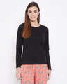 Shop Cotton Chic Basic Full Sleeve Black T-shirt For Women's-Front