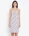 Shop Cotton Floral Print Short Nightdress With Crossback In White-Front