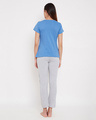 Shop Cotton Graphic Print Top & Basic Pyjama Set   Blue & Grey-Design