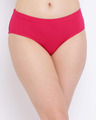 Shop Cotton Mid Waist Hipster Panty With Inner Elastic In Pink-Front