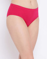 Shop Cotton Mid Waist Hipster Panty With Inner Elastic In Pink-Design