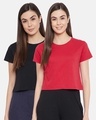 Shop Pack of 2 Cotton Chic Basic Cropped Sleep T-shirt - Black & Red-Front