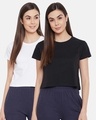 Shop Pack of 2 Cotton Chic Basic Cropped Sleep T-shirt - Black & White-Front