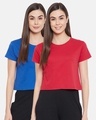 Shop Pack of 2 Cotton Chic Basic Cropped Sleep T-shirt - Blue & Red-Front