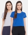 Shop Pack of 2 Cotton Chic Basic Cropped Sleep T-shirt - Grey & Blue-Front