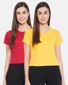Shop Pack of 2 Cotton Chic Basic Cropped Sleep T-shirt - Red & Yellow-Front