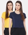 Shop Pack of 2 Cotton Chic Basic Cropped Sleep T-shirt - Yellow & Blue-Front